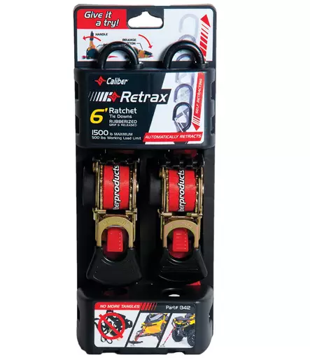 Caliber Retrax 6' Self rewind tiedown strap kit (2pc) - Muut tuotteet - 17929 - 1